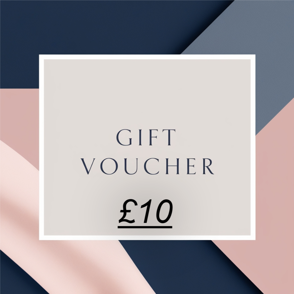 blue and pink coloured image advertising gift vouchers £10