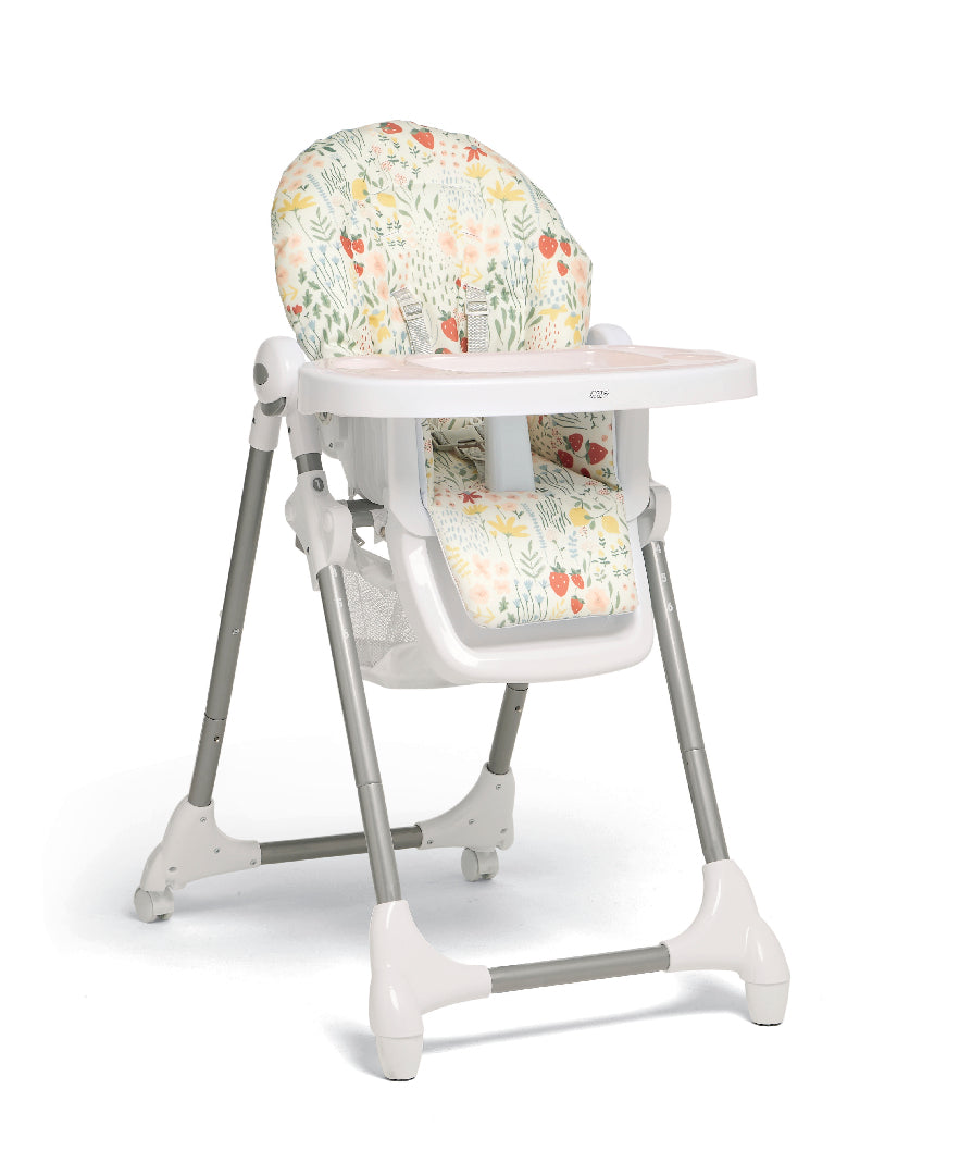 Mamas and Papas Snax highchair in fruit garden 