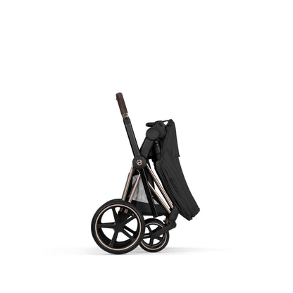 Cybex Priam Comfort combo in Sepia black colourway and rose gold chassis complete with footmuff.
