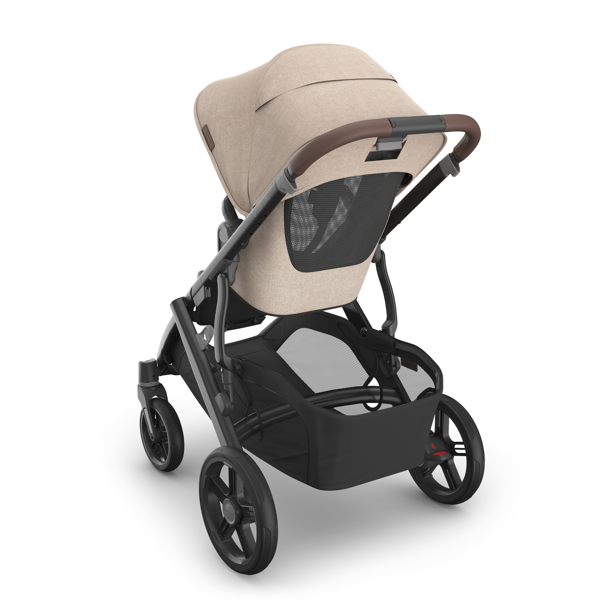 UPPAbaby Vista in Liam showcasing stroller from the back profile