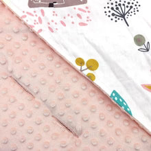 Little Loves 3 point car seat blanket in woodland animals print.