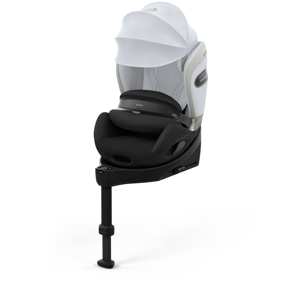 Cybex anoris Si car seat with airbag in misty grey style colour, with isofix base attatched.