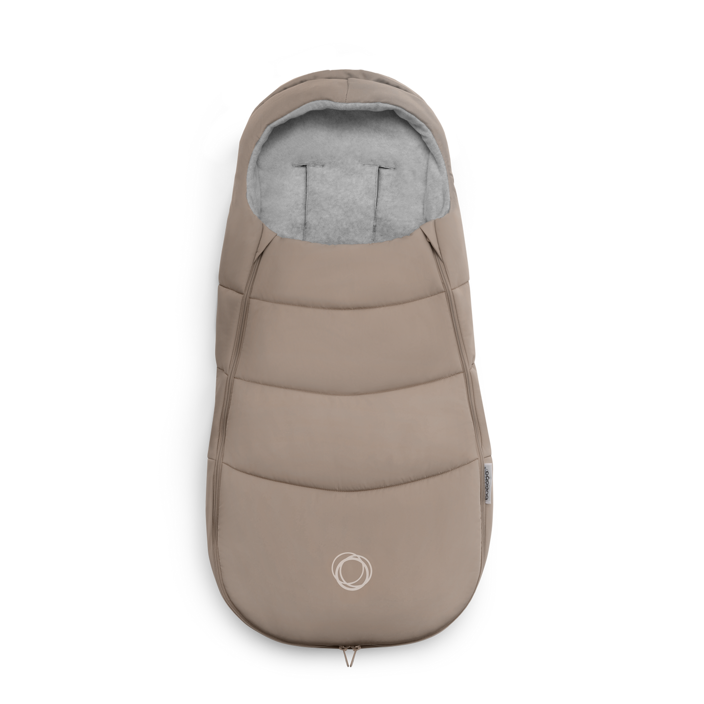 Bugaboo footmuff in Desert Taupe designed for infants ensuring warmth and comfort.