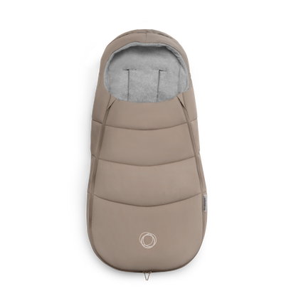 Bugaboo footmuff in Desert Taupe designed for infants ensuring warmth and comfort.