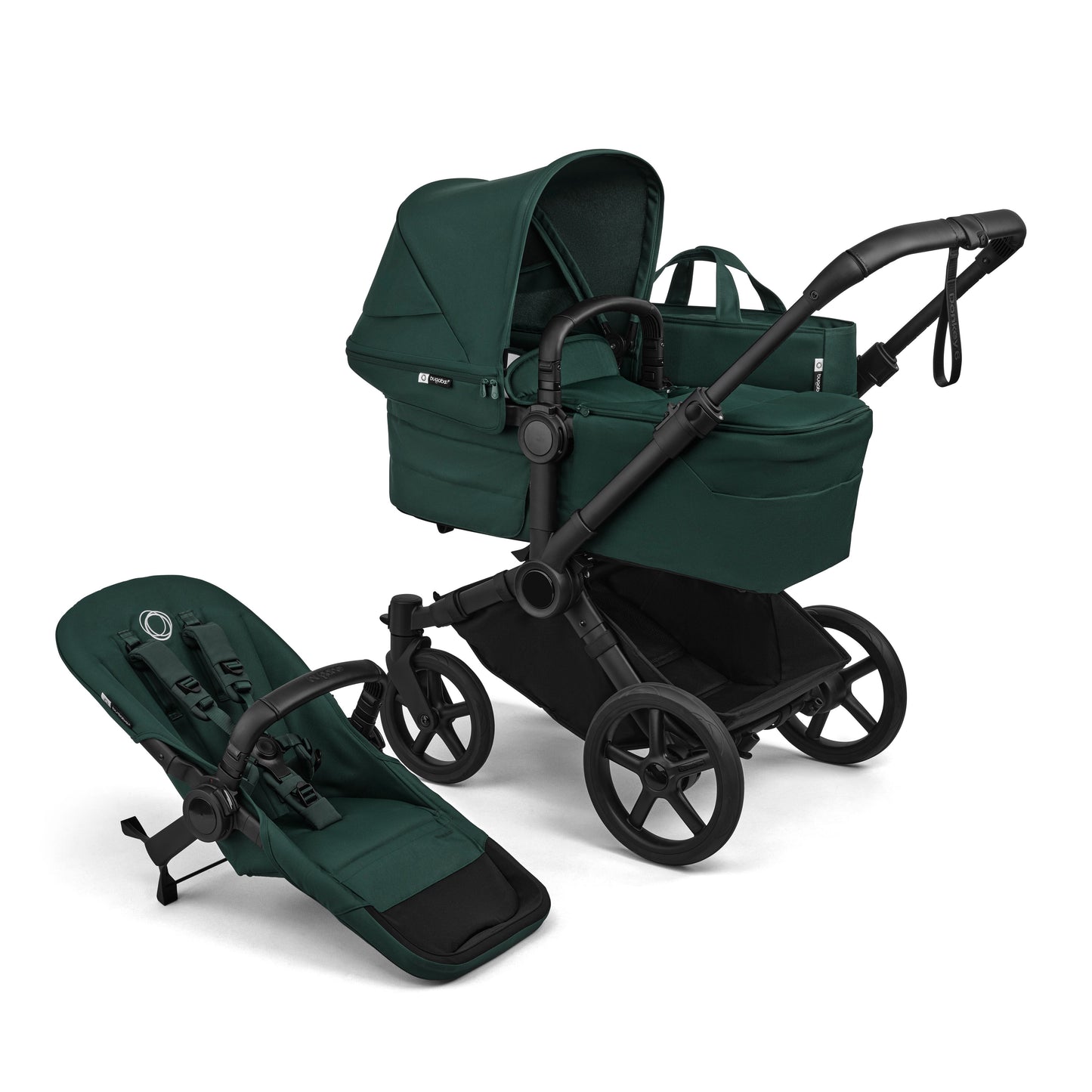 Bugaboo Donkey 6 pushchair single mode in fern green colour.