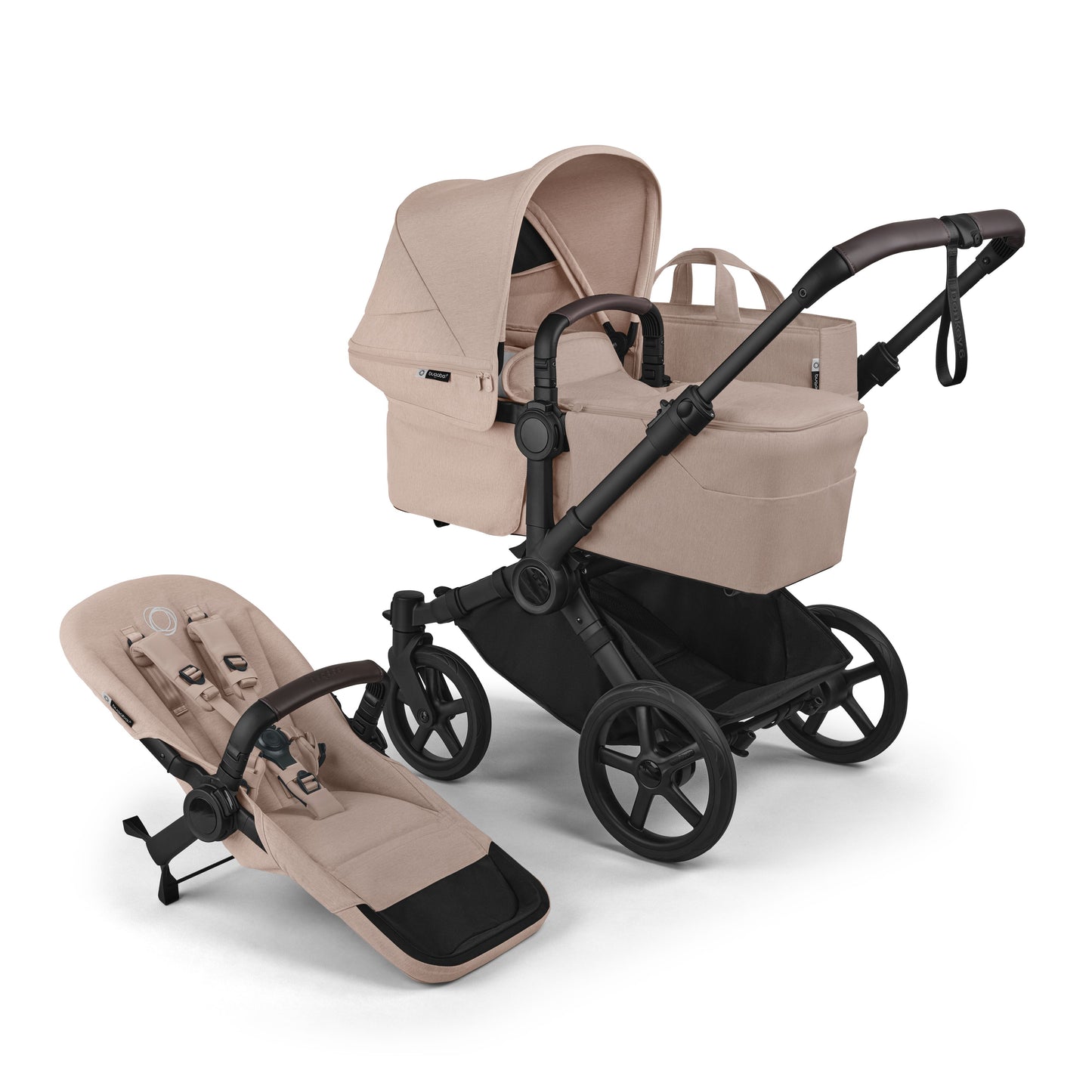 Bugaboo Donkey 6 pushchair single mode in desert taupe colour.