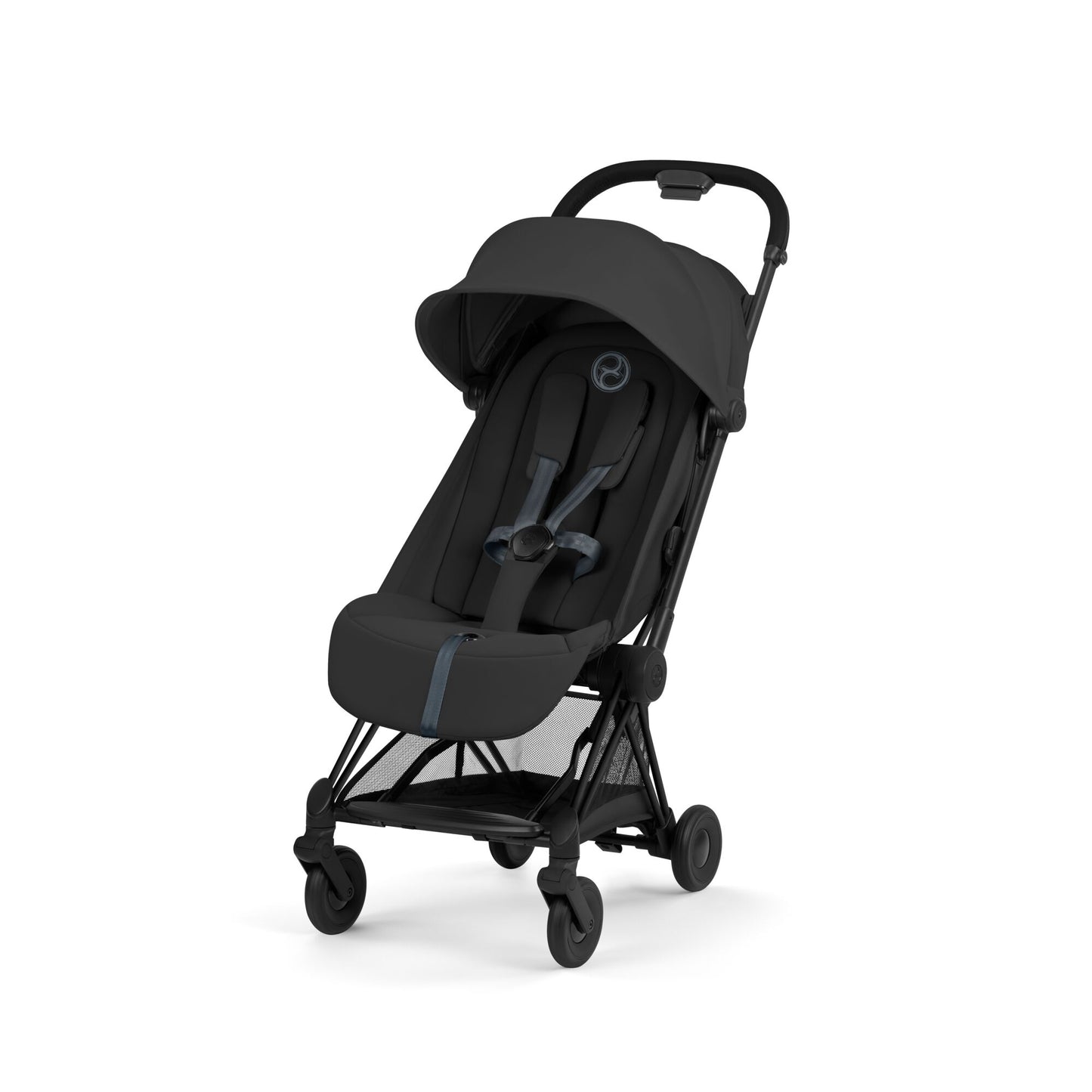 Cybex Coya Pushchair in sepia black colourway on a matt black chassis.