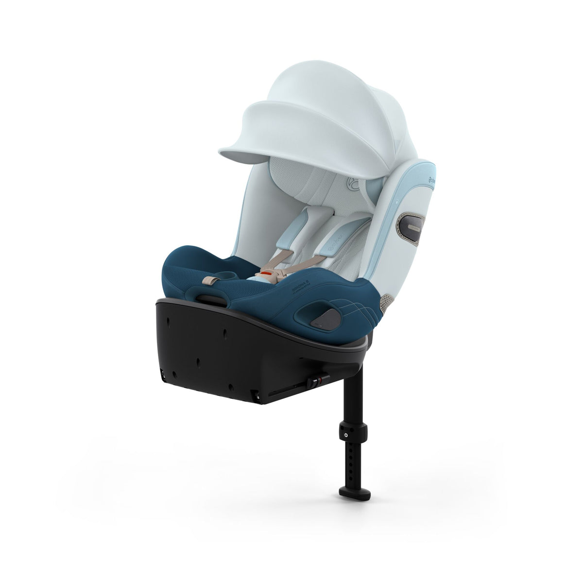 Cybex sirona Si swivel car seat complete with isofix base in opal blue style colour.