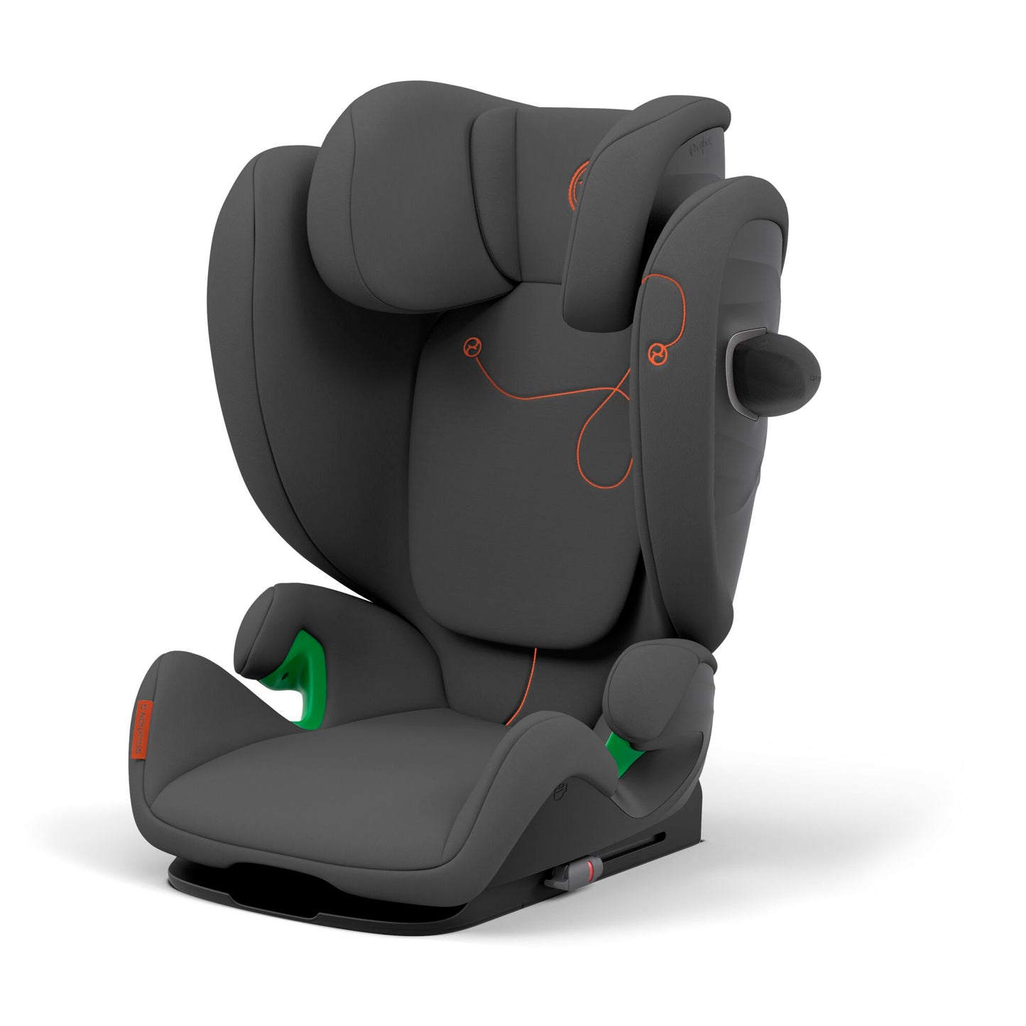 The Solution G car seat in lava grey, showcasing its design.