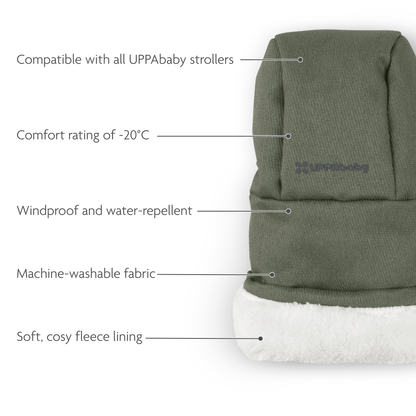 A pair of UPPAbaby cozy handmuffs in Evelyn colour.