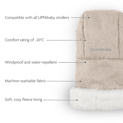 A pair of UPPAbaby cozy handmuffs in Liam colour.