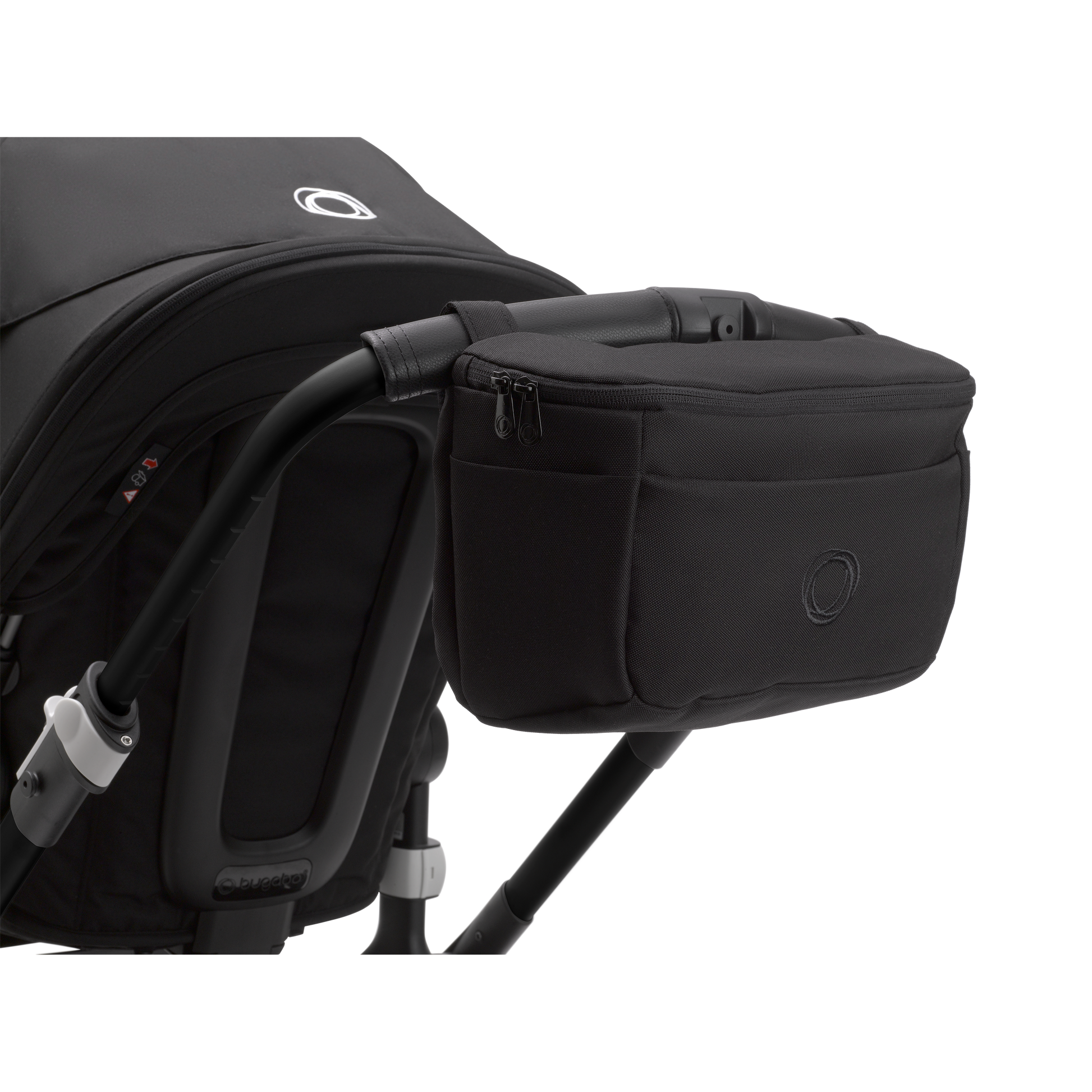 Bugaboo organiser bag for pushchair in midnight black colourway.