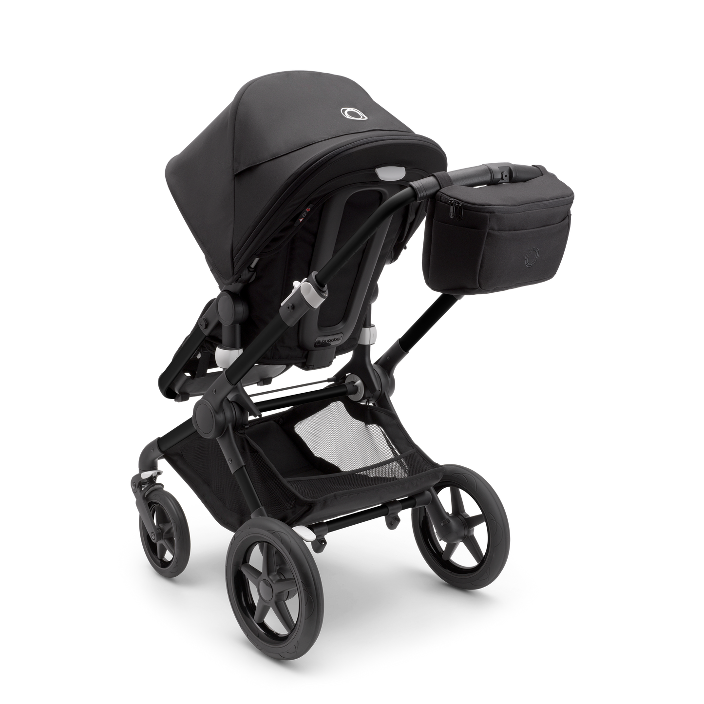 Bugaboo organiser bag for pushchair in midnight black colourway.