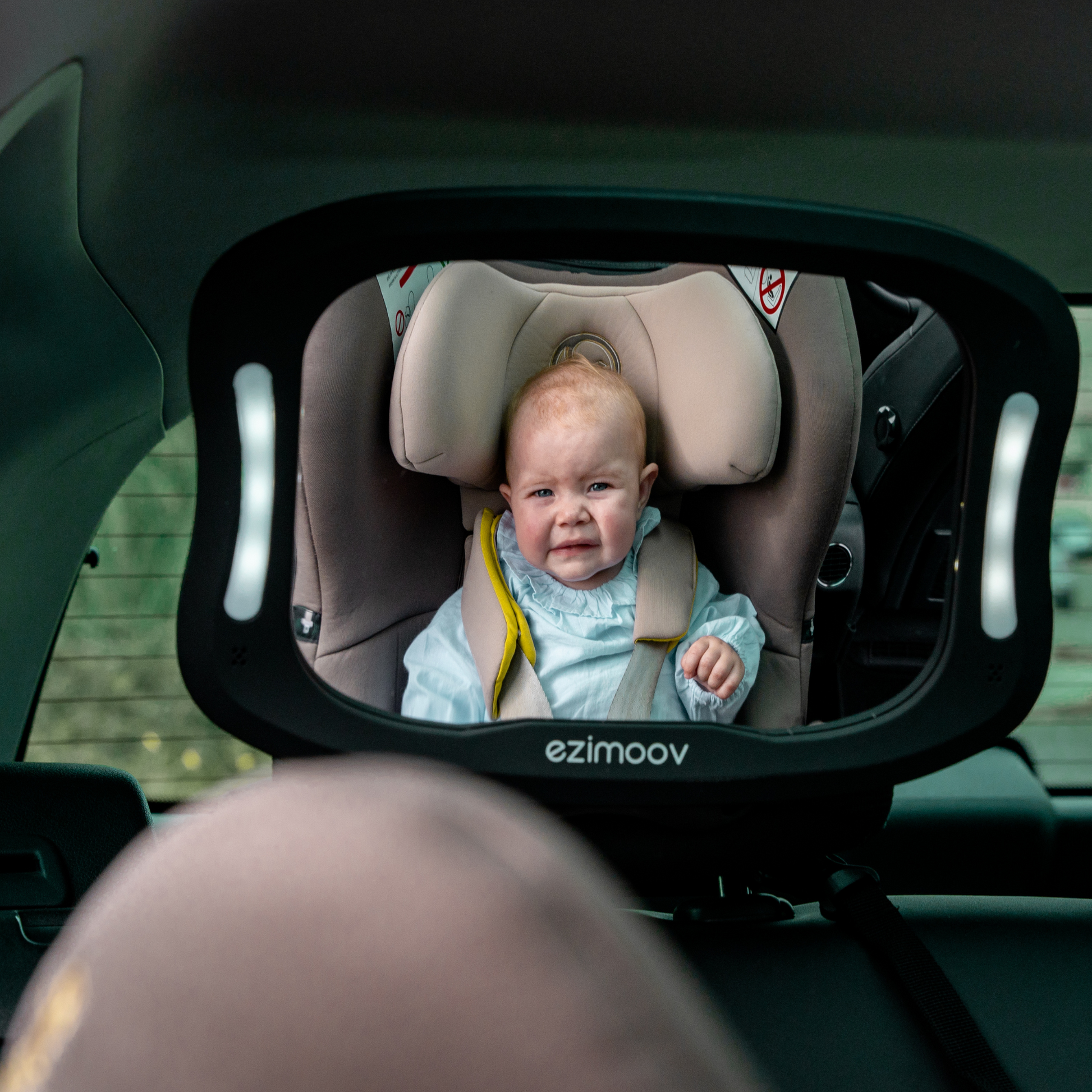 Wide car mirror with LED light