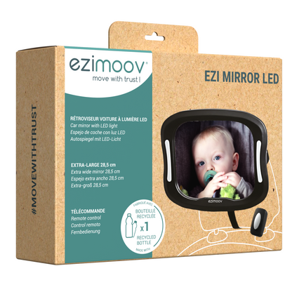Wide car mirror with LED light