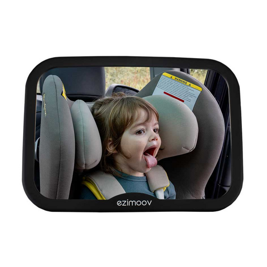 Square rearview mirror that attaches easily to a vehicle.