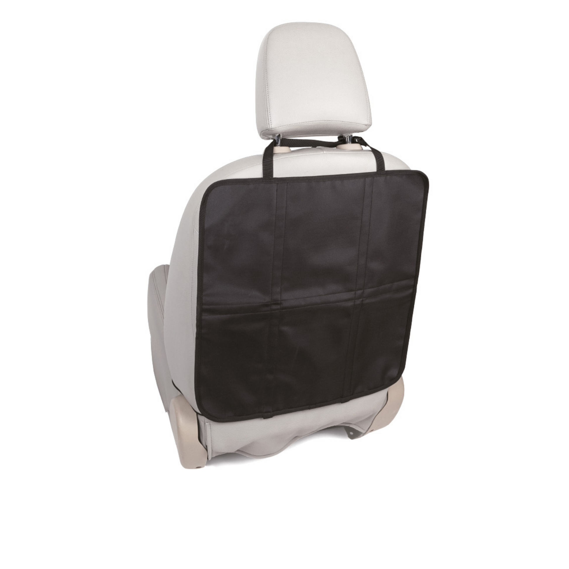 Car seat cover with storage pockets, designed as a seat protector for triple use and enhanced functionality.