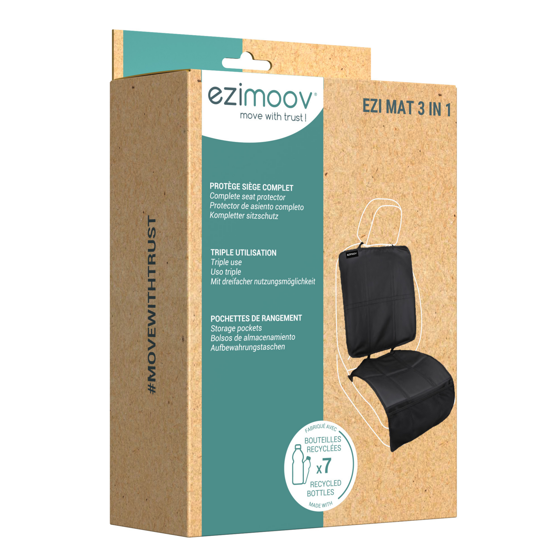 Car seat cover with storage pockets, designed as a seat protector for triple use and enhanced functionality.