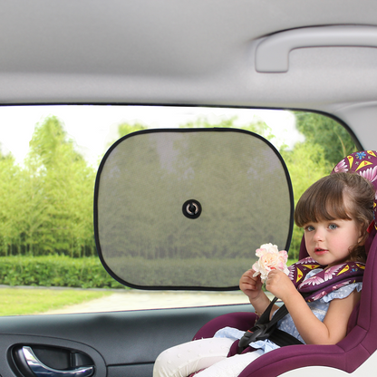 Two side window shields for sun protection, designed for easy installation.