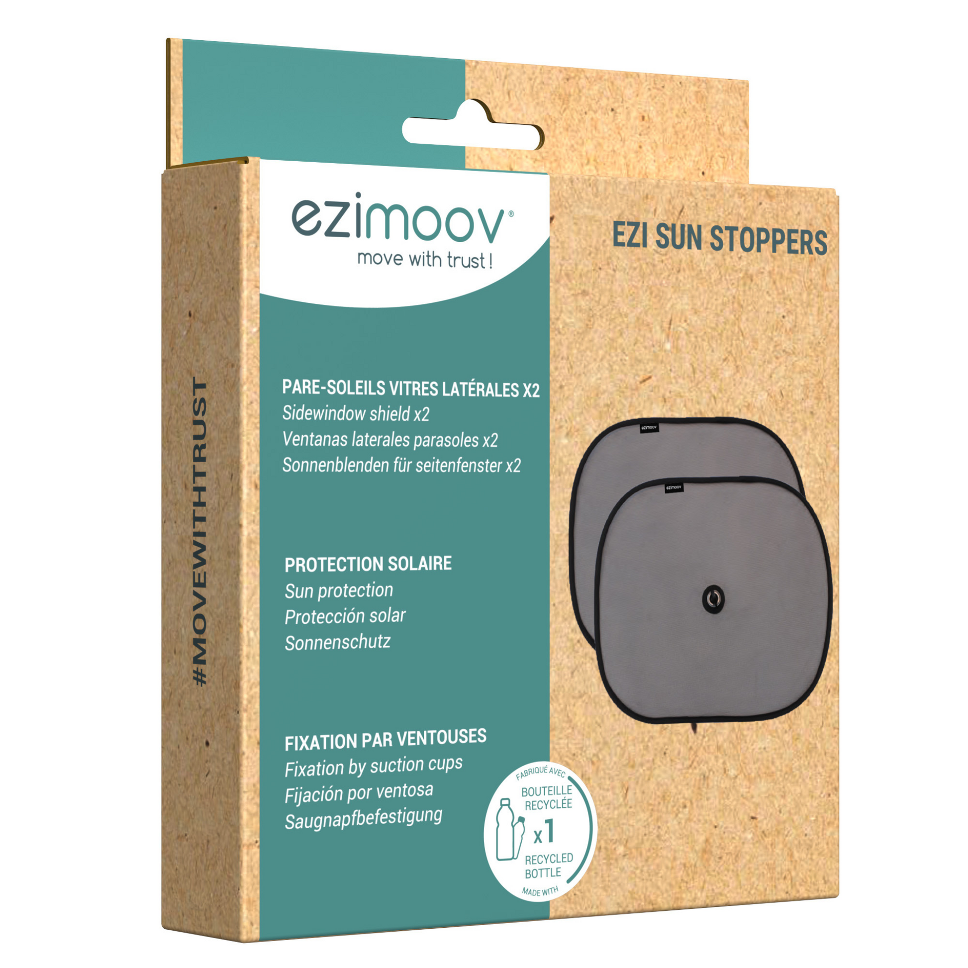 Two side window shields for sun protection, designed for easy installation.