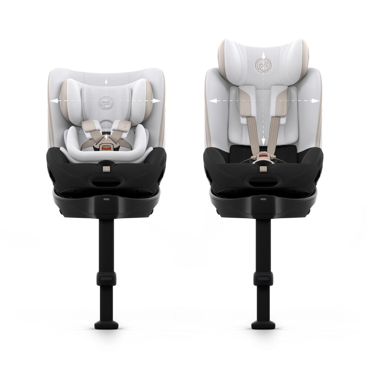 Cybex sirona Si swivel car seat complete with isofix base in off white style colour.