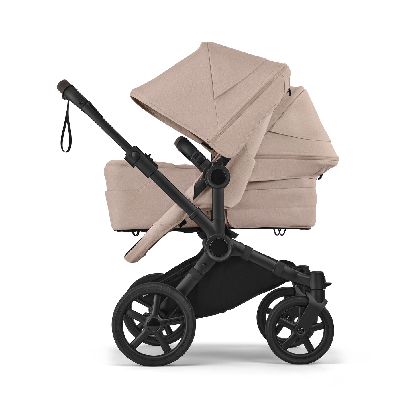 Bugaboo Donkey 6 double pushchair in desert taupe colour.