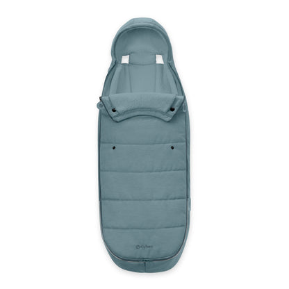 Cybex Gold collection footmuff in Stormy Blue colour way.