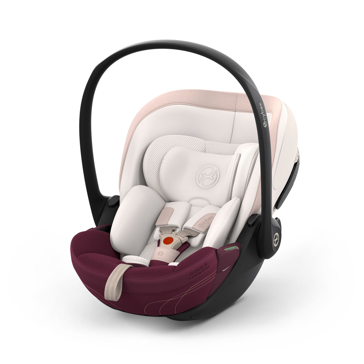Cybex cloud s car seat in quartz pink colour, with recline function.