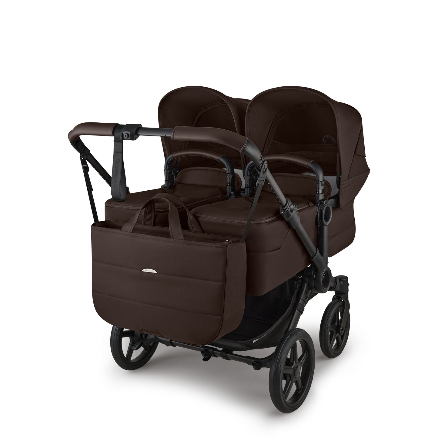 Bugaboo Donkey 6 twin pushchair in cocoa brown colour.