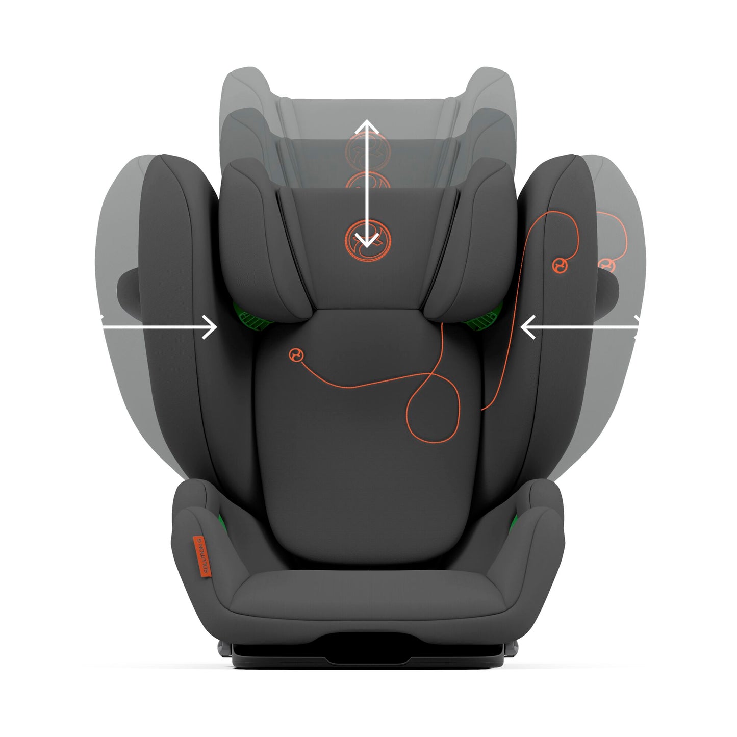 The Solution G car seat in lava grey, showcasing its design.