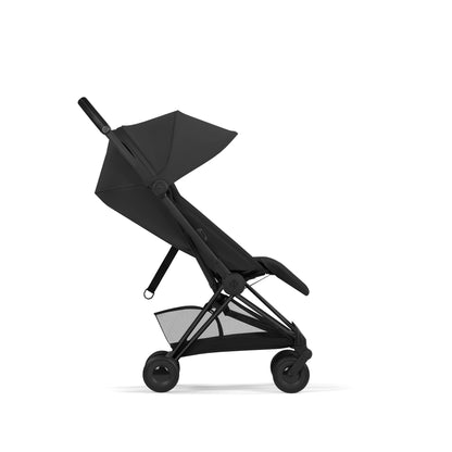 Cybex Coya Pushchair in sepia black colourway on a matt black chassis.