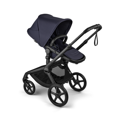 Bugaboo Fox 5 Renew pushchair and carrycot set in deep indigo navy colourway.