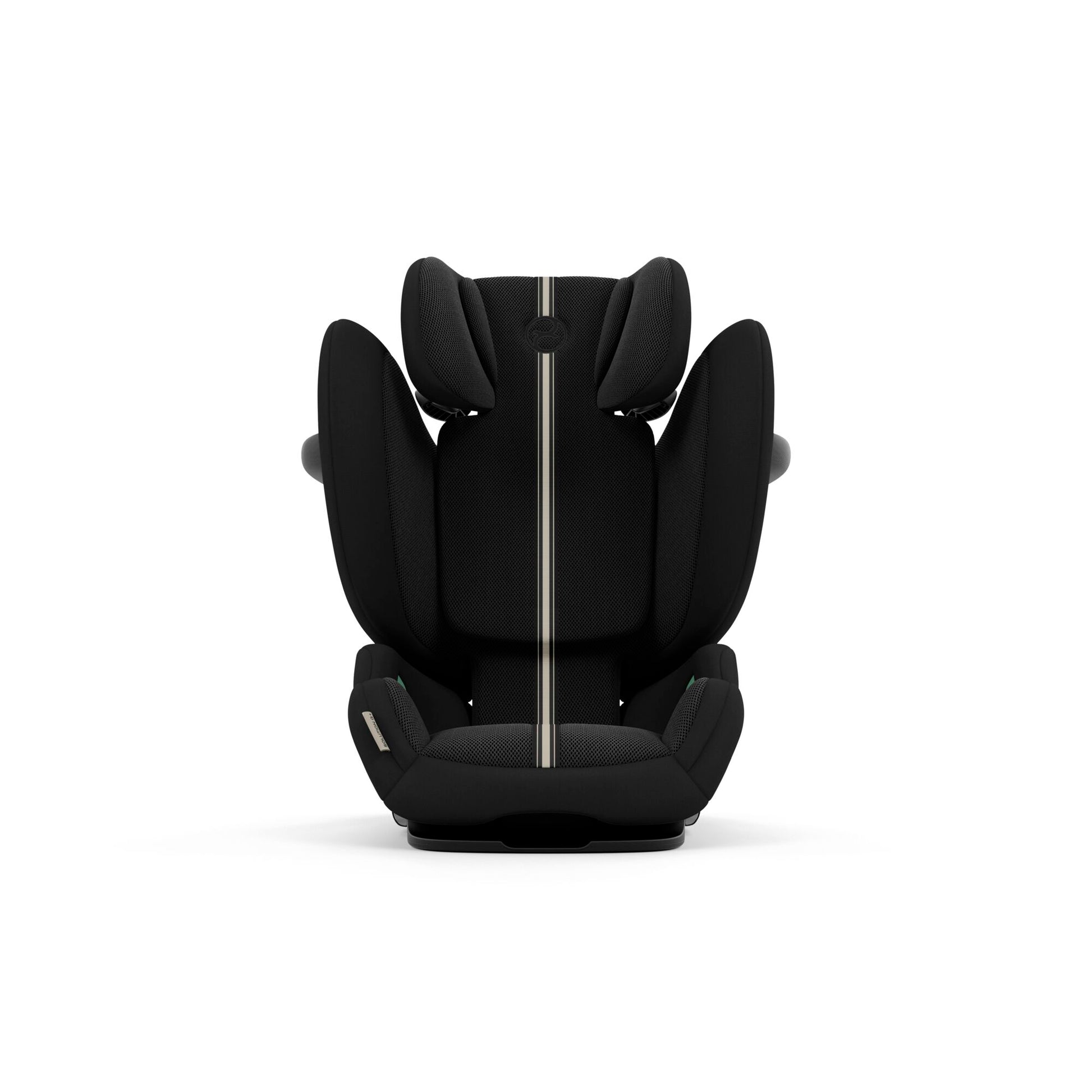 The Solution G car seat in black plus showcasing its design.