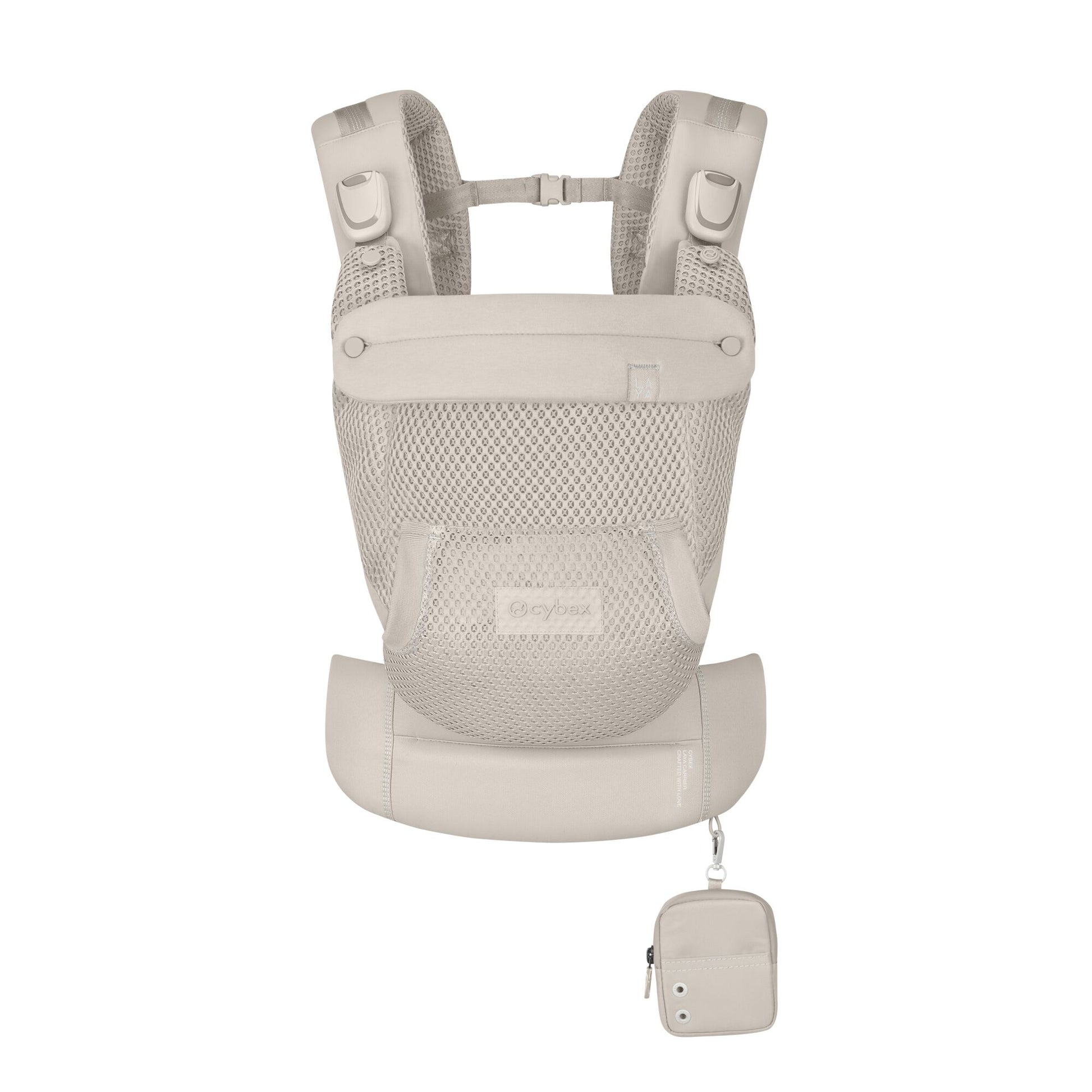 Cybex Laya baby carrier in dune grey colour way.