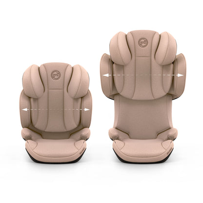 Cybex solution s high back child car seat in cozy beige colour.