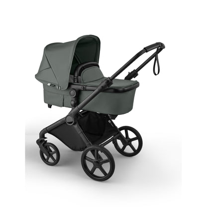 Bugaboo Cub stroller and carrycot in forest green with cloud t car seat & base.