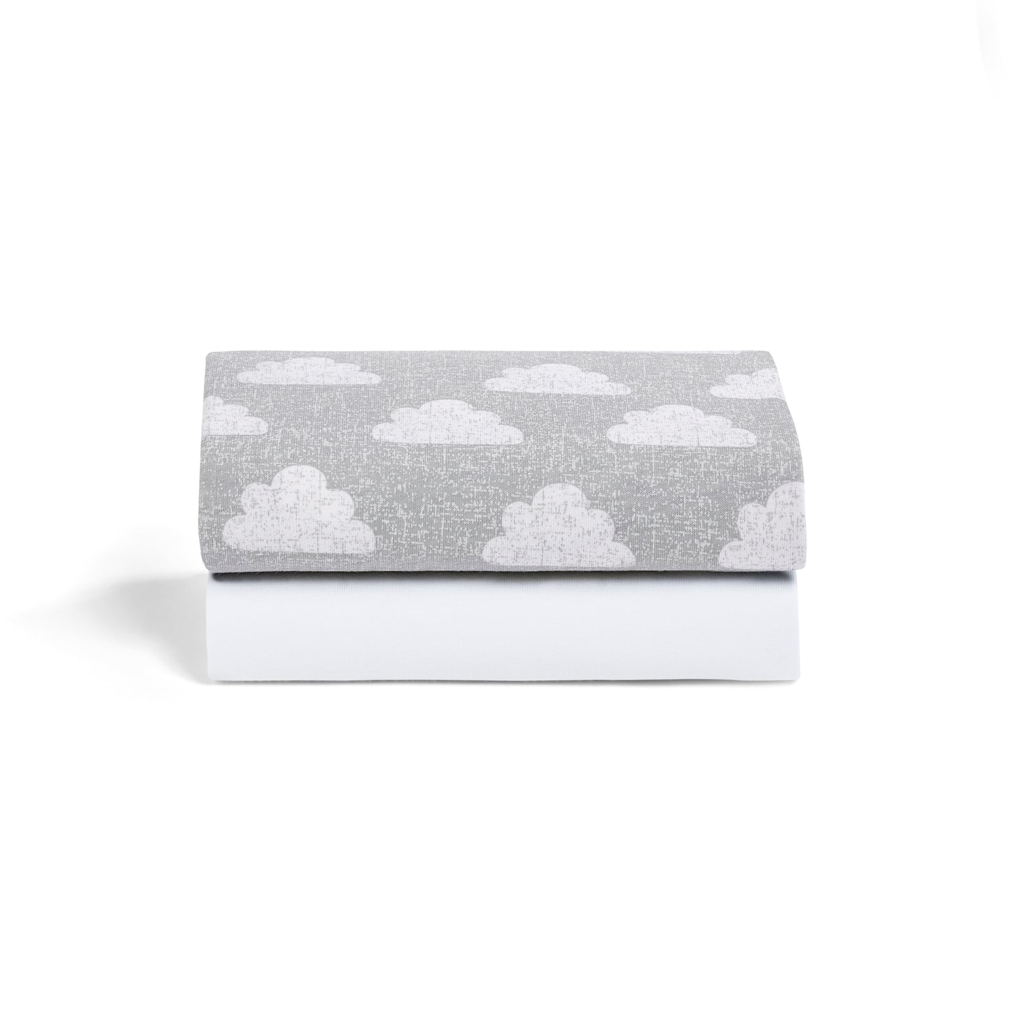 Snuz crib sheets in Grey Cloud Print