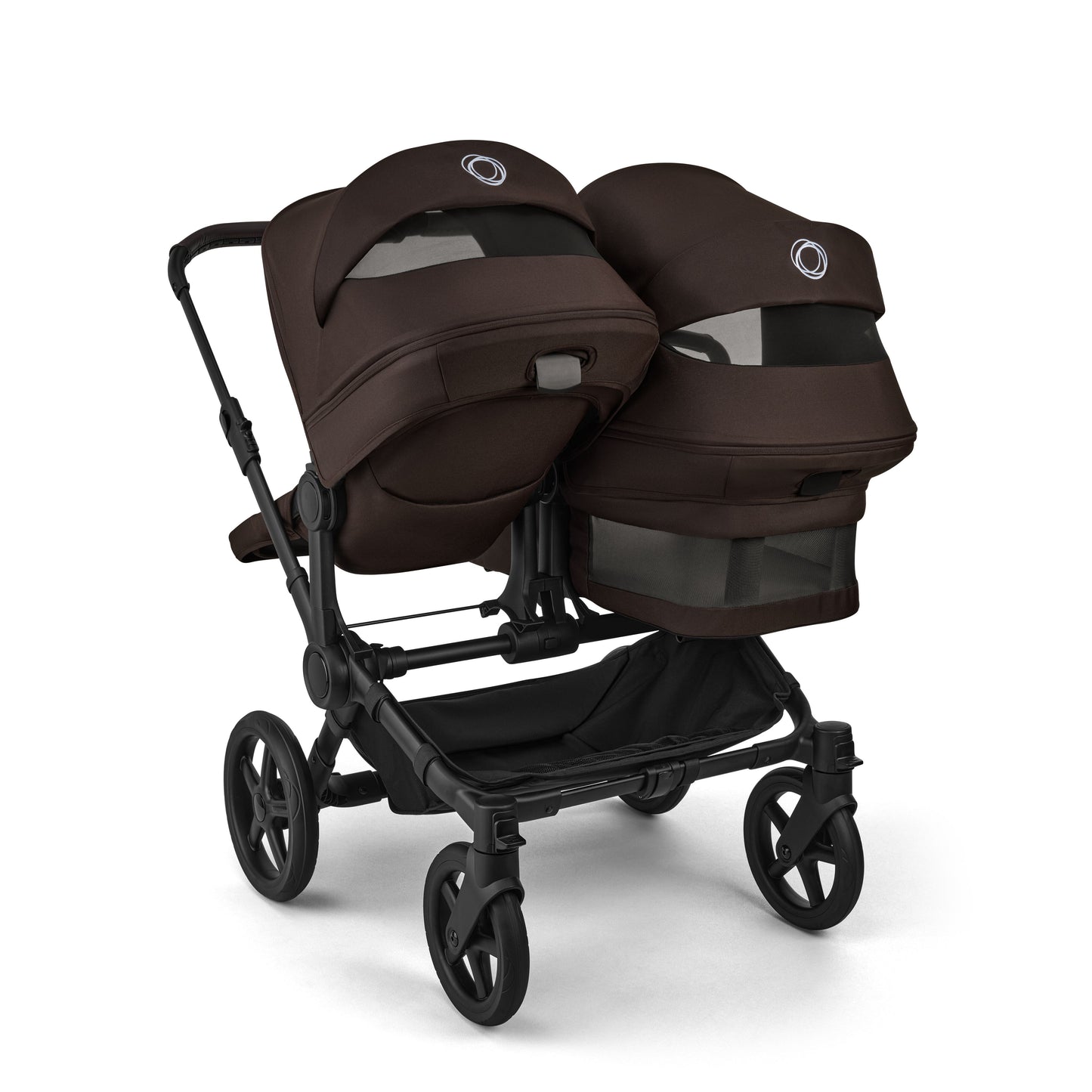 Bugaboo Donkey 6 double pushchair in cocoa brown colour.