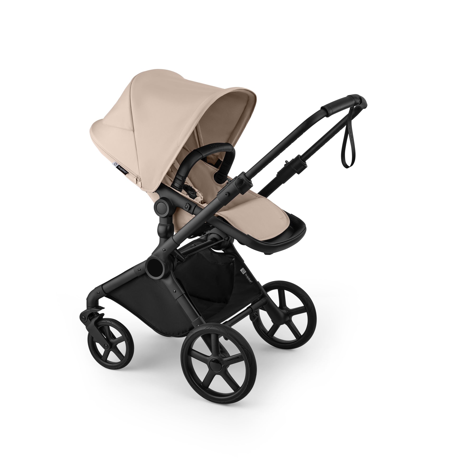 Bugaboo Cub stroller and carrycot in desert taupe beige with cloud t car seat & base.