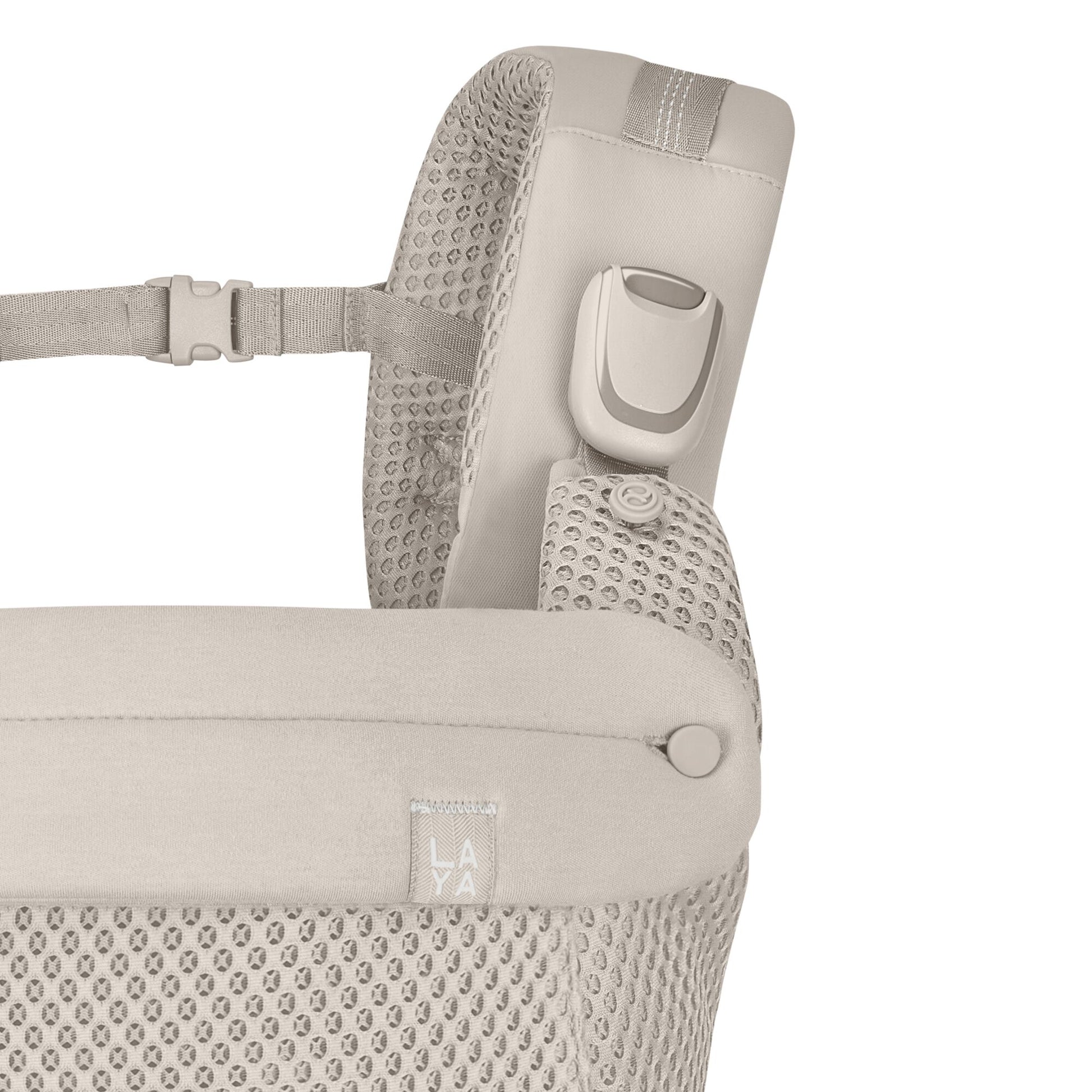 Cybex Laya baby carrier in dune grey colour way.