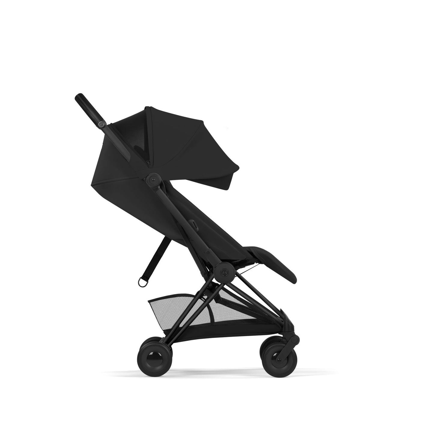 Cybex Coya Pushchair in sepia black colourway on a matt black chassis.