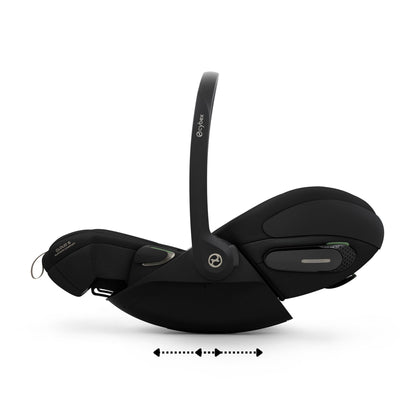 Cybex cloud s car seat in sepia black comfort colour, with recline function.