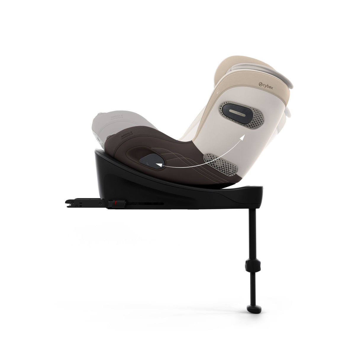 Cybex sirona Si swivel car seat complete with isofix base in amber brown colour.