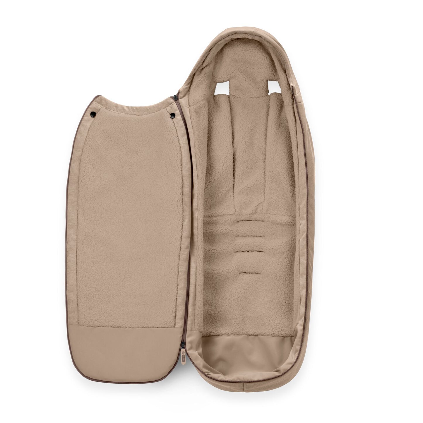 Cybex Gold collection footmuff in Almond Beige colour way.