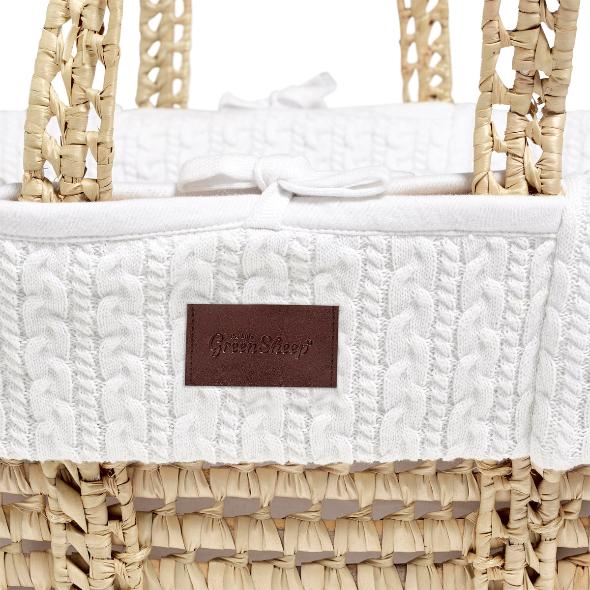 Natural Knitted Moses Basket - White