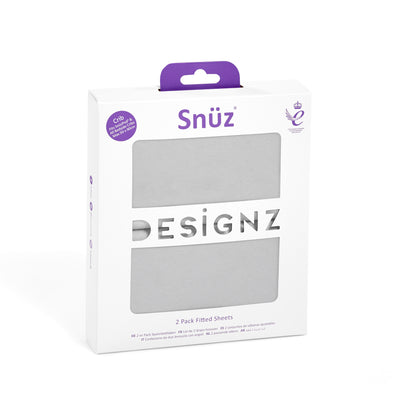 Snuz crib sheets in a plain grey print