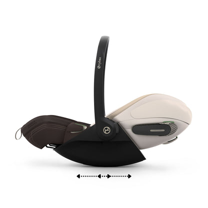 Cybex cloud s car seat in amber brown colour, with recline function.