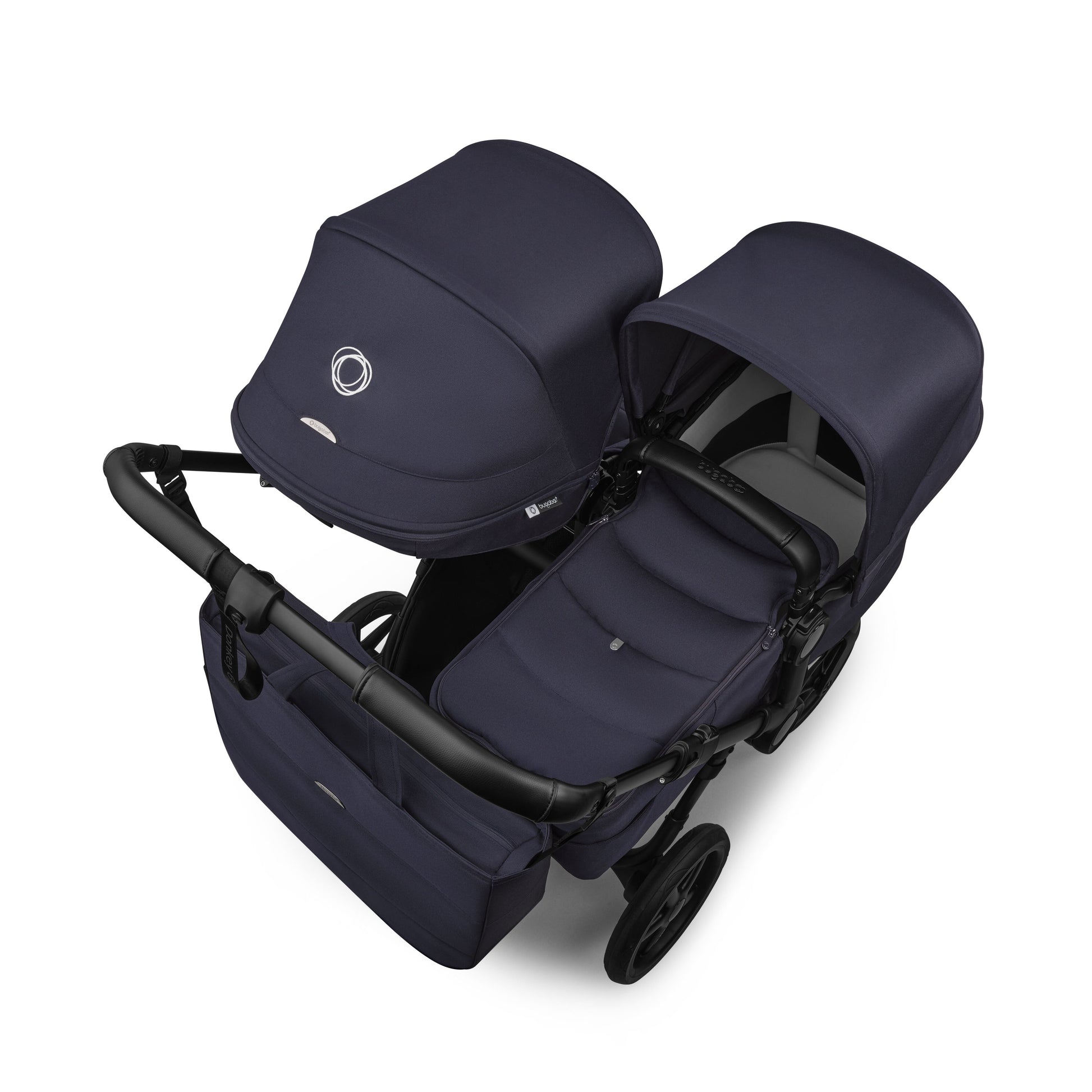 Bugaboo Donkey 6 double pushchair in deep indigo colour.