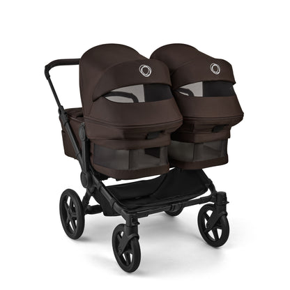 Bugaboo Donkey 6 twin pushchair in cocoa brown colour.