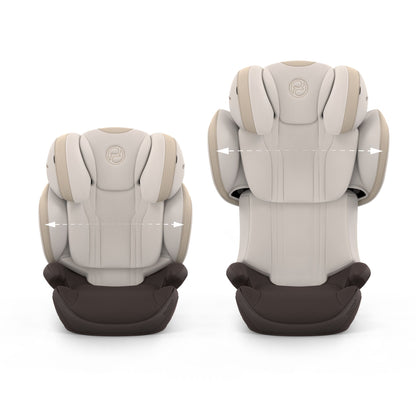 Cybex solution s high back child car seat in amber brown colour.